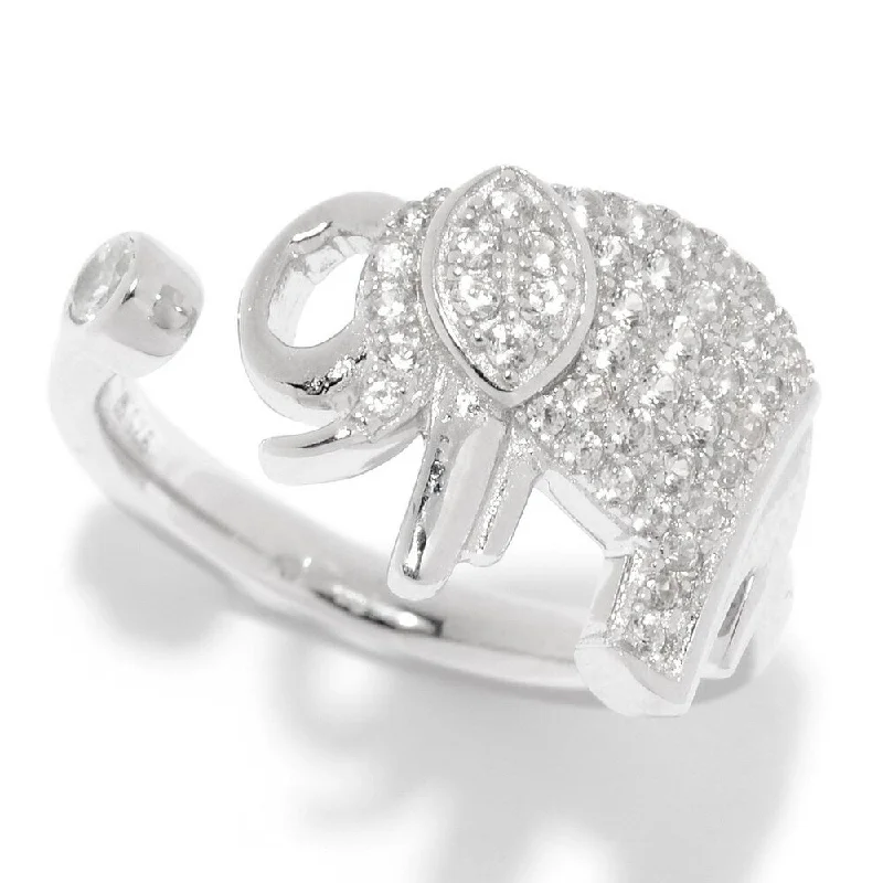 Women’s platinum rings-925 Sterling Silver White Natural Zircon Ring