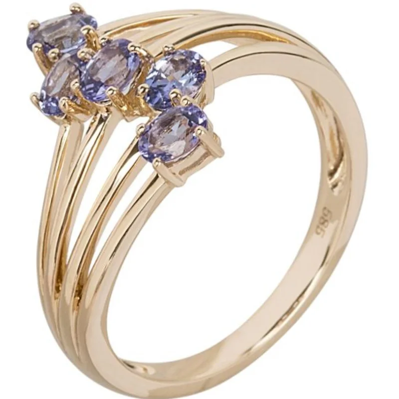 Women’s amethyst rings-14K Gold Tanzanite 5 Stone Ring