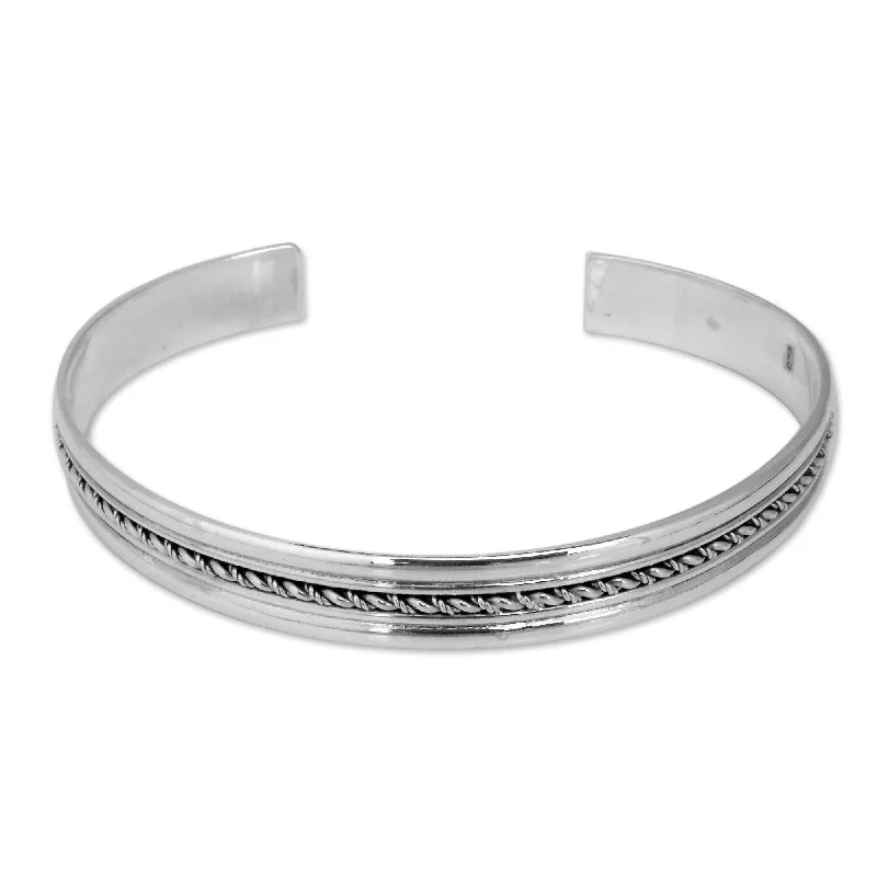 Women’s romantic bangles-Novica Handmade Perfect Harmony Sterling Silver Cuff Bracelet