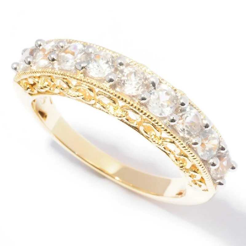 Women’s round diamond rings-18K Yellow Gold o/Silver 1.48ctw White Zircon Nine Stone Band Ring