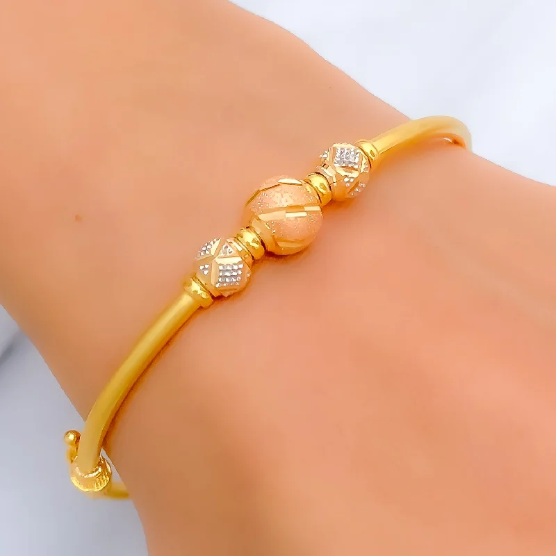 Women’s adjustable bracelets-Royal Lustrous 22k Gold Bangle Bracelet