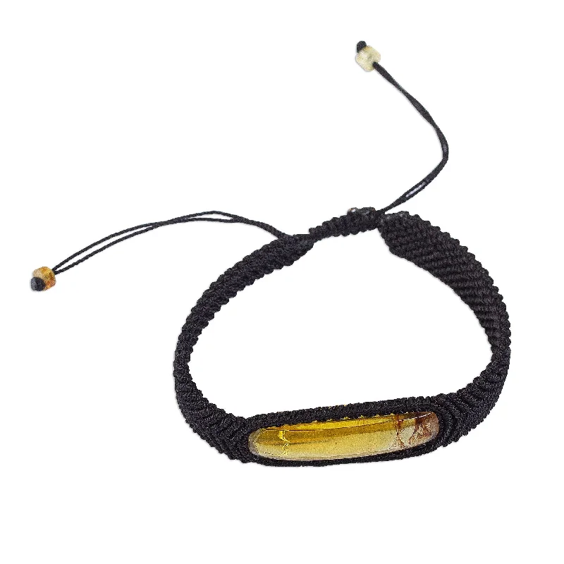 Women’s beaded bangles-Novica Handmade Electrum In Black Amber Pendant Bracelet