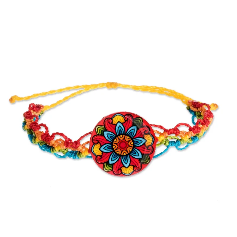 Women’s colorful bangles-Novica Handmade Splendid Mandala Macrame Wristband Bracelet