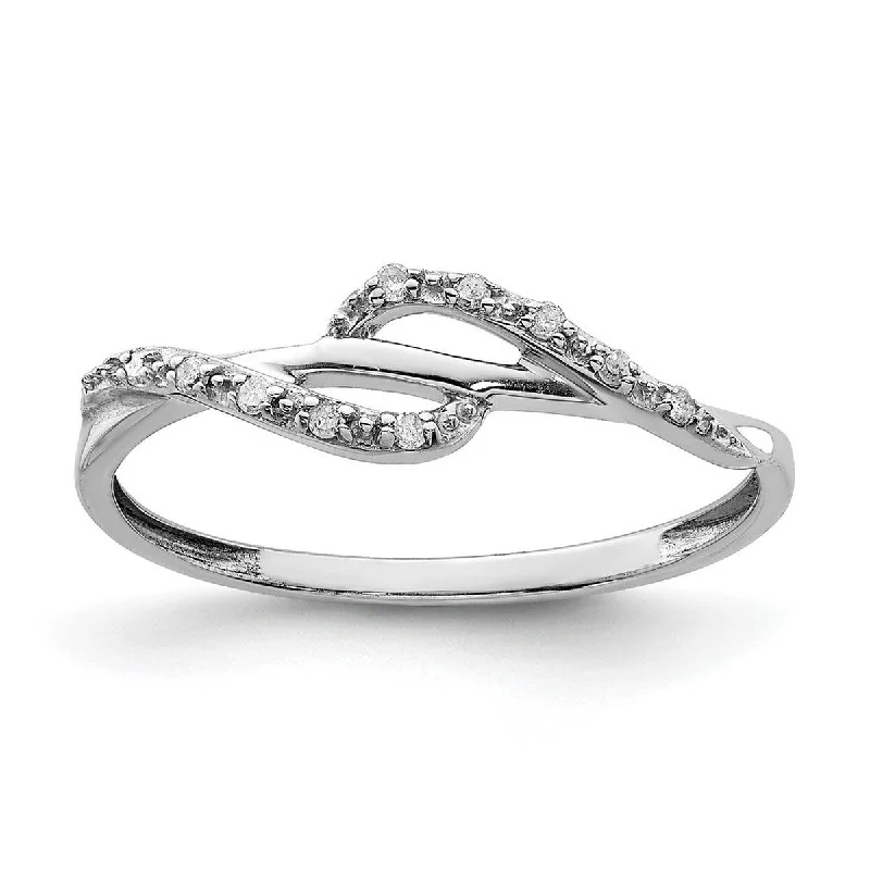 Women’s two-tone rings-Curata 925 Sterling Silver Polished Prong set Open back Diamond Ring