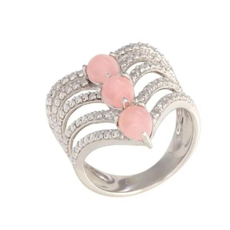 Women’s oval rings-925 Sterling Silver Pink Opal Ring