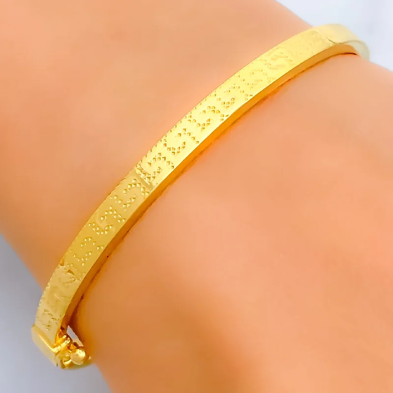 Women’s romantic bracelets-Gorgeous Contemporary 21k Gold Bangle Bracelet