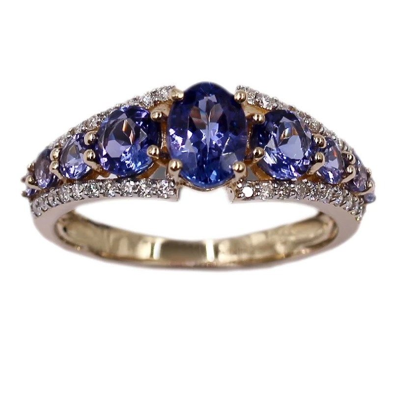 Women’s pearl rings-14KT Yellow Gold Tanzanite and Diamond Ring