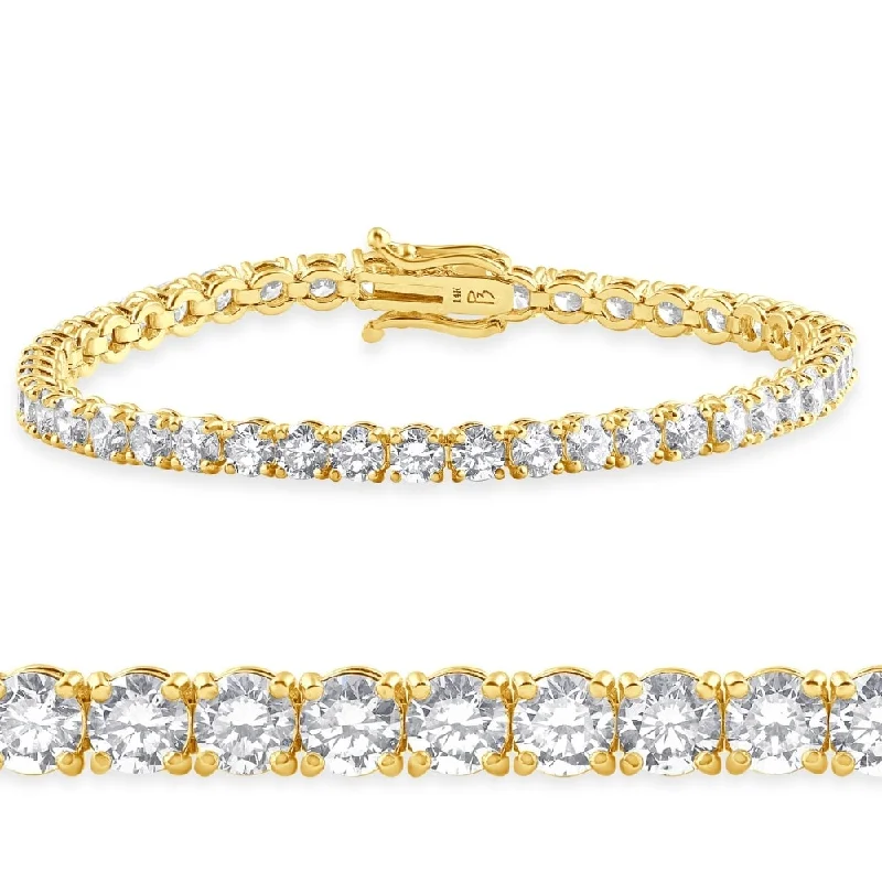 Women’s vintage bracelets-9 Ct Lab Grown Diamond Tennis Bracelet Yellow Gold 7" Lab Grown