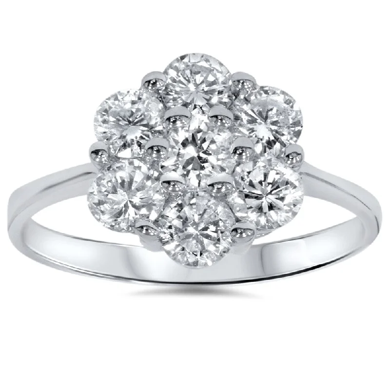 Women’s vintage rings-14k White Gold 1 1/2ct TDW Cluster Diamond Ring