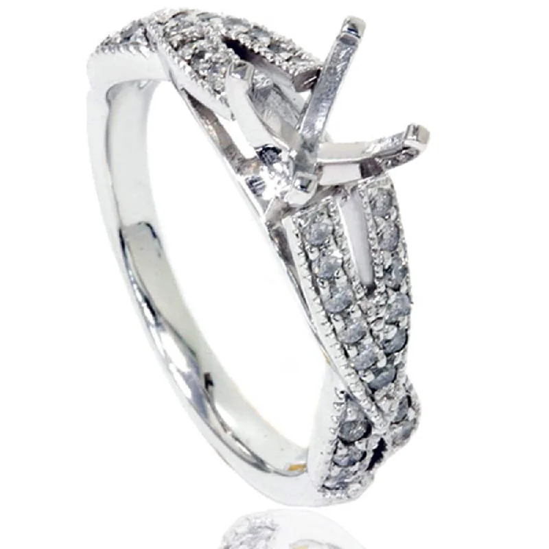 Women’s silver rings-1/2ct Vintage Infinity Diamond Ring Setting White Gold