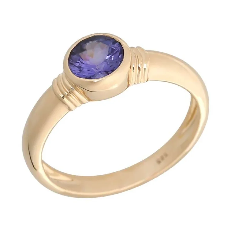 Women’s round cut rings-14K Gold Tanzanite and Diamond Solitaire Ring