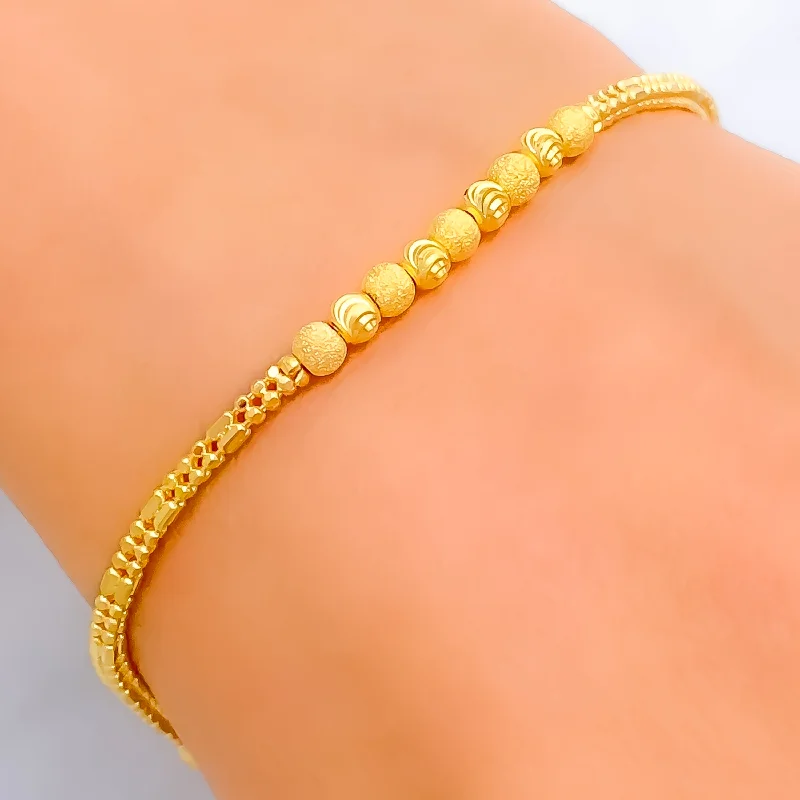 Women’s pearl-studded bracelets-Ornate Blush 22K Gold Bracelet