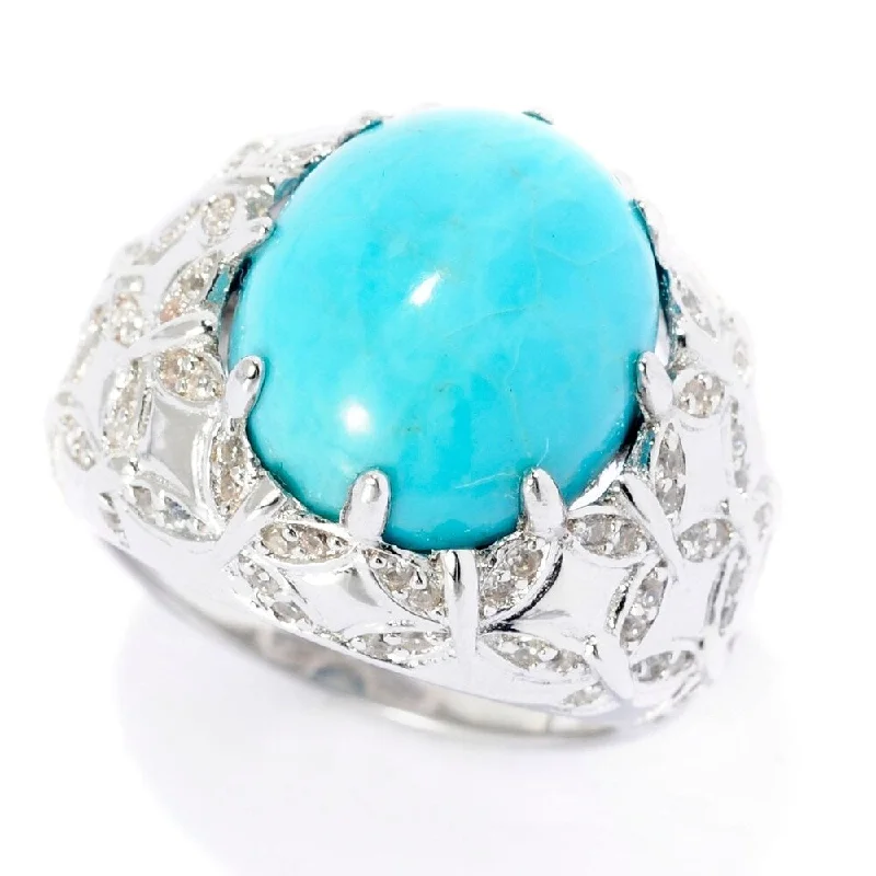 Women’s elegant rings-Legacy Sterling Silver Kingman Turquoise & White Zircon Ring