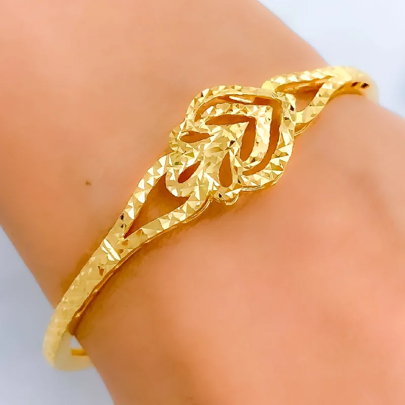 Women’s adjustable gold bracelets-Radiant Hammered 22k Gold Bangle Bracelet