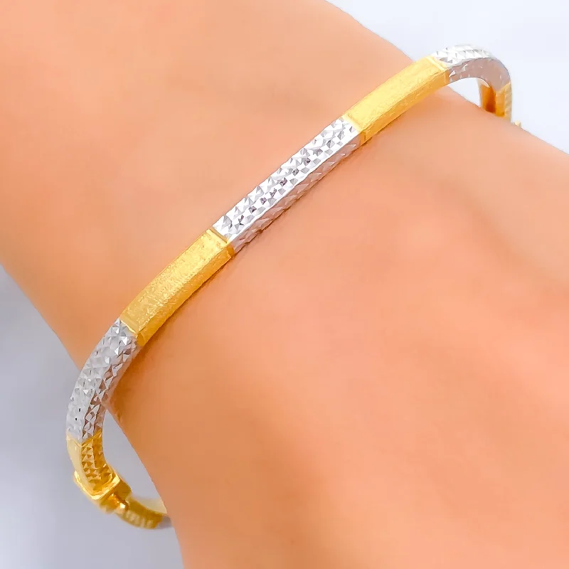 Women’s adjustable gold bracelets-Unique Square 22k Gold Bangle Bracelet