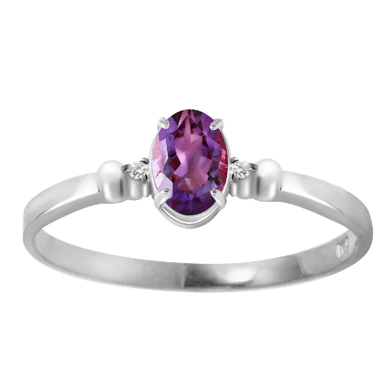 Women’s gemstone engagement rings-0.46 Carat 14k White Gold Amethyst Gemstone Ring w/ Diamond Accents