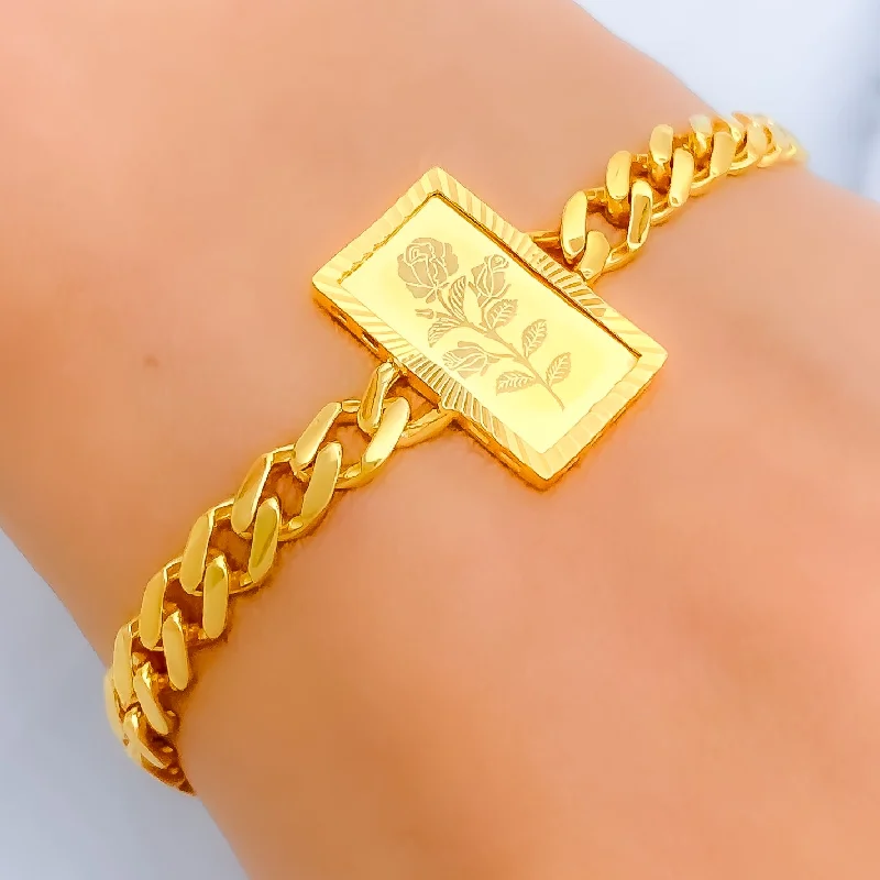 Women’s gold bracelets-Striking Stylish 21k Gold Coin Bracelet