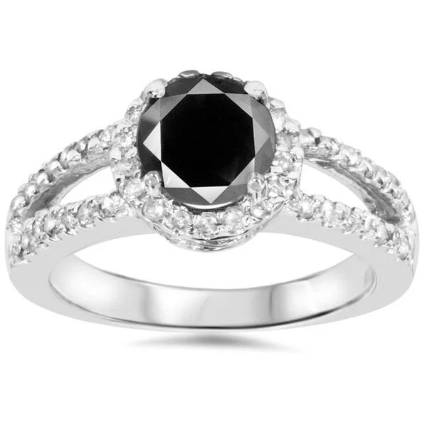 Women’s wedding sets with rings-Pompeii3 14k White Gold 2ct TDW Black Diamond Ring