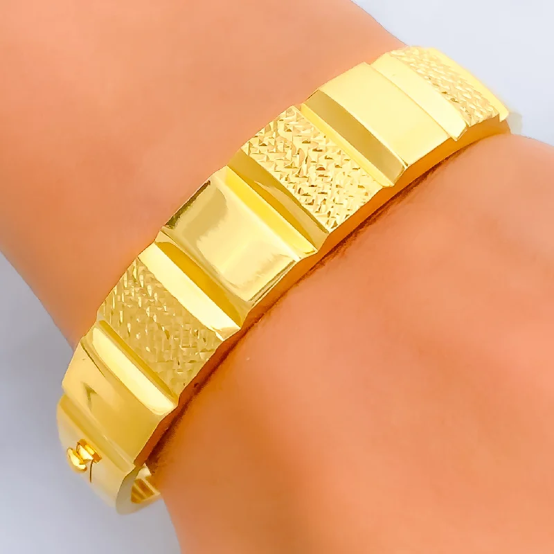 Women’s fancy bracelets-Bold Ethereal 21k Gold Bangle Bracelet