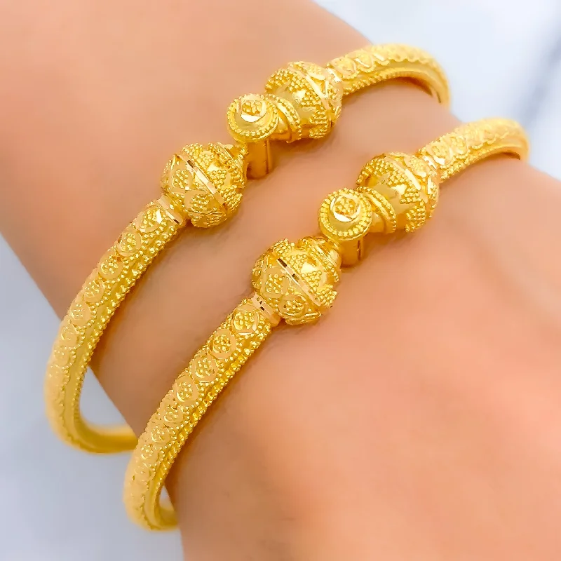 Women’s gold bracelets-Lavish Bold 22k Gold Pipe Bangles