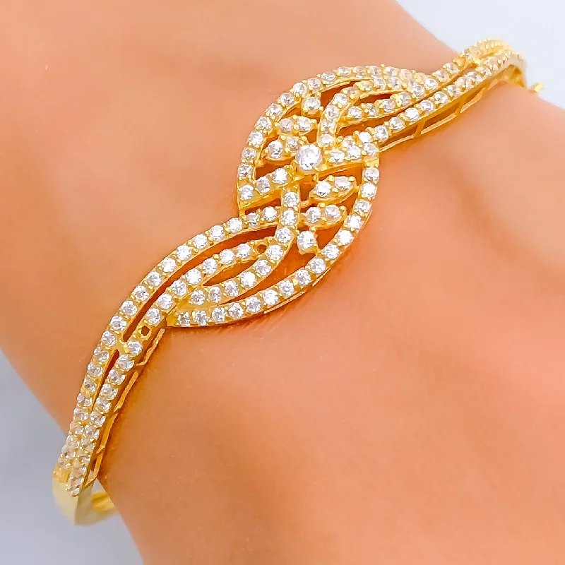 Women’s casual bracelets-Ethereal Decorative 22k Gold CZ Bangle Bracelet