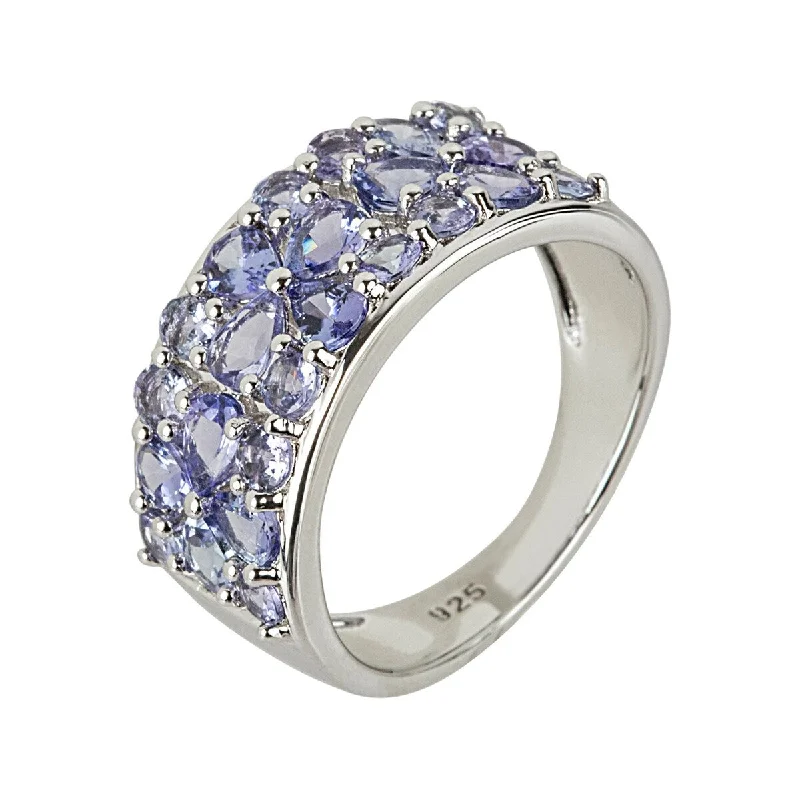 Women’s simple wedding rings-925 Sterling Silver Tanzanite Ring