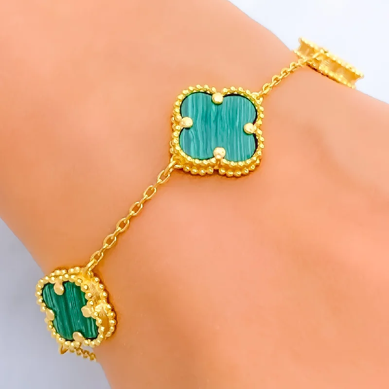 Women’s fashion bracelets-Ornamental Decadent 21k Gold Clover Bracelet